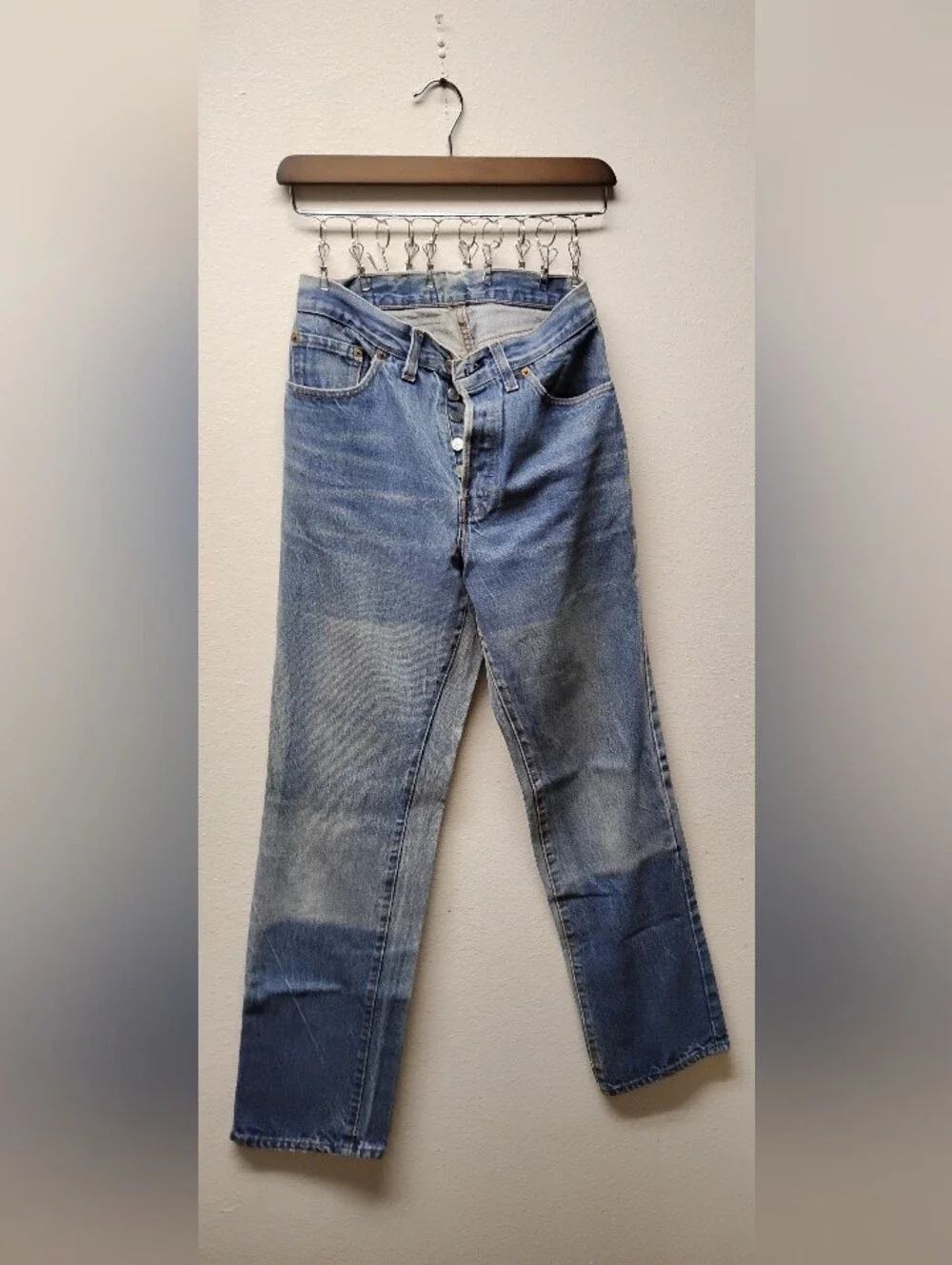 Levis 501 Men Vintage 80s Straight Leg 27x32 Buttonfly Stonewash Denim Jeans